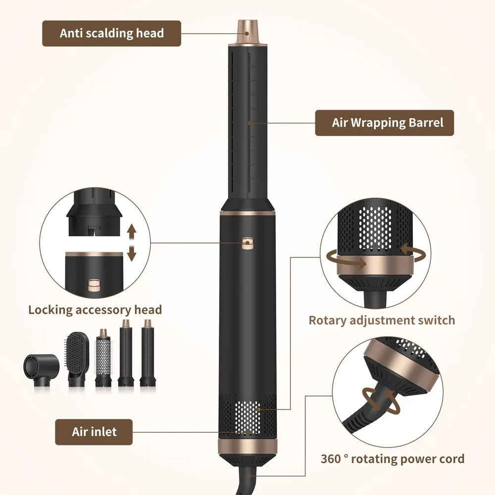 LuxeCurl CurlEase© – Ultimate 5 In 1 Styler