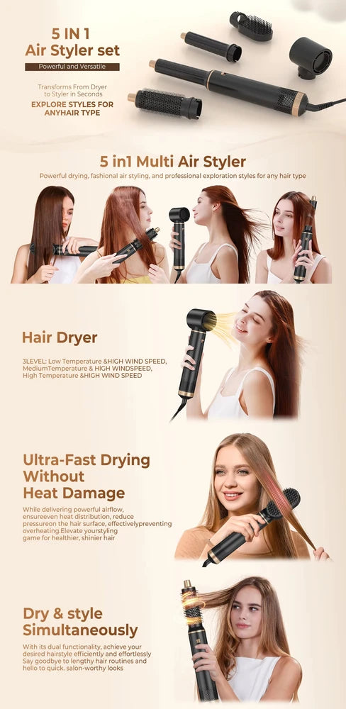 LuxeCurl CurlEase© – Ultimate 5 In 1 Styler