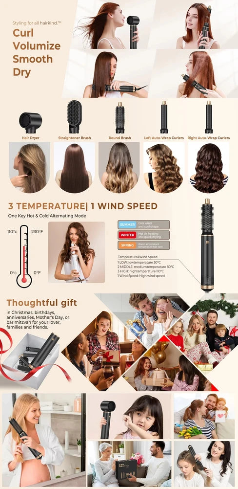 LuxeCurl CurlEase© – Ultimate 5 In 1 Styler